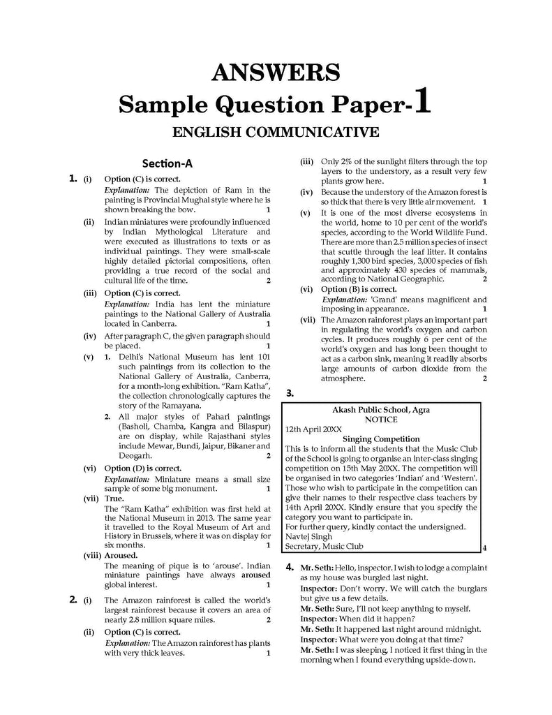 CBSE Sample Question Papers Class 9 English Communicative Book (For 2025 Exam) Oswaal Books and Learning Private Limited