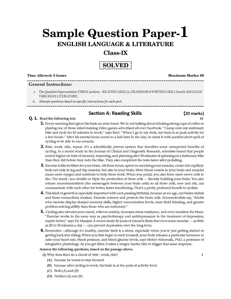 CBSE Sample Question Papers Class 9 English Language and Literature Book (For 2024 Exam) | 2023-24 - Oswaal Books and Learning Pvt Ltd