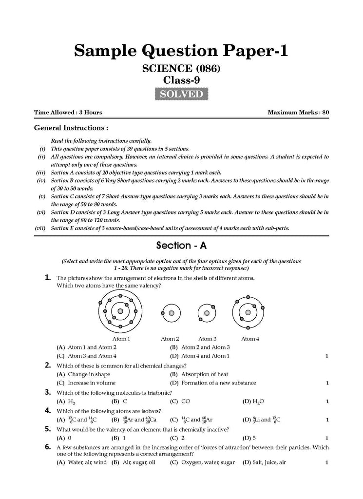 CBSE Sample Question Papers Class 9 Science Book (For 2024 Exam) | 2023-24