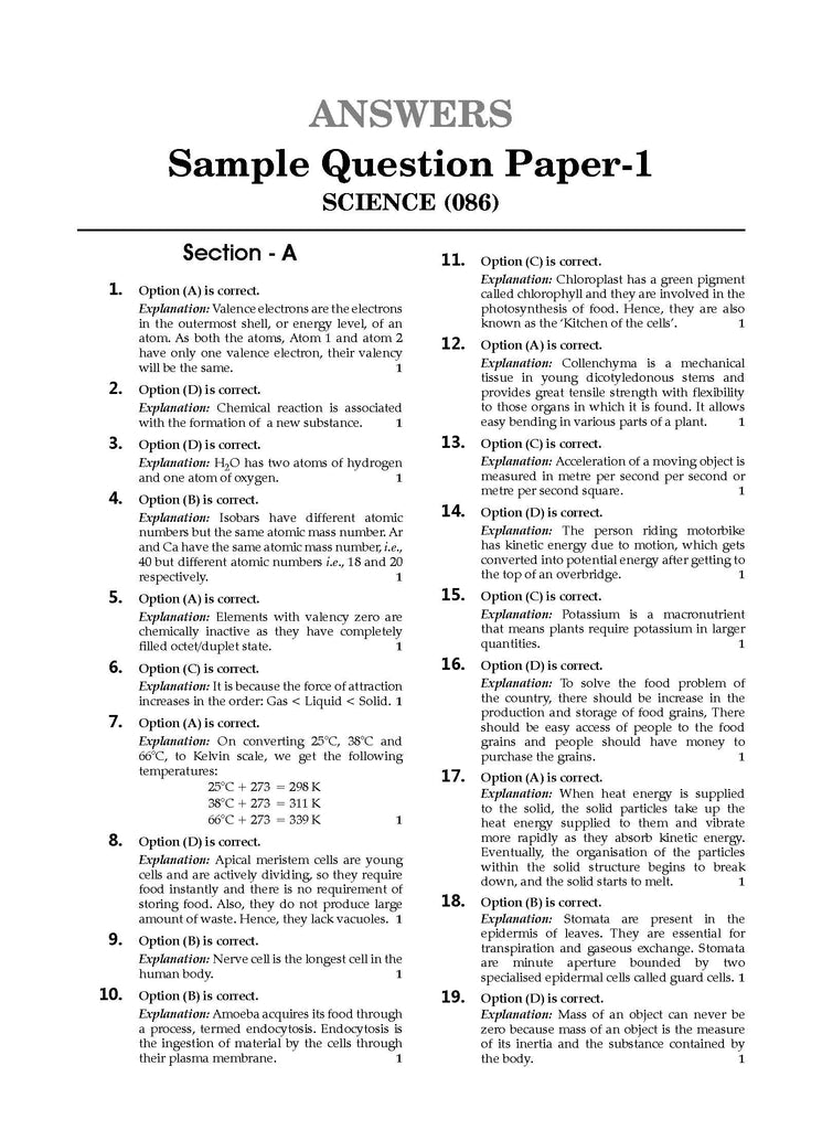 CBSE Sample Question Papers Class 9 Science Book (For 2025 Exam) Oswaal Books and Learning Private Limited