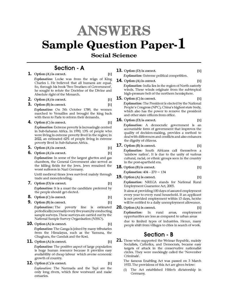 CBSE Sample Question Papers Class 9 Social Science Book (For 2024 Exam) | 2023-24