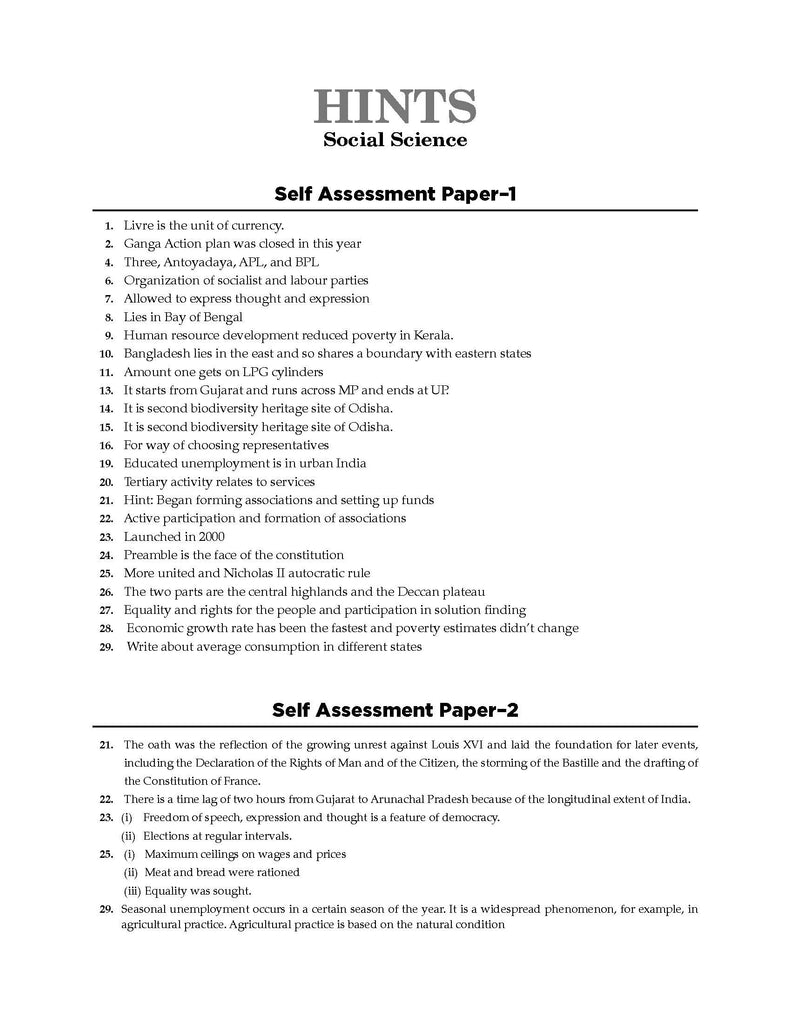 CBSE Sample Question Papers Class 9 Social Science Book (For 2025 Exam) Oswaal Books and Learning Private Limited