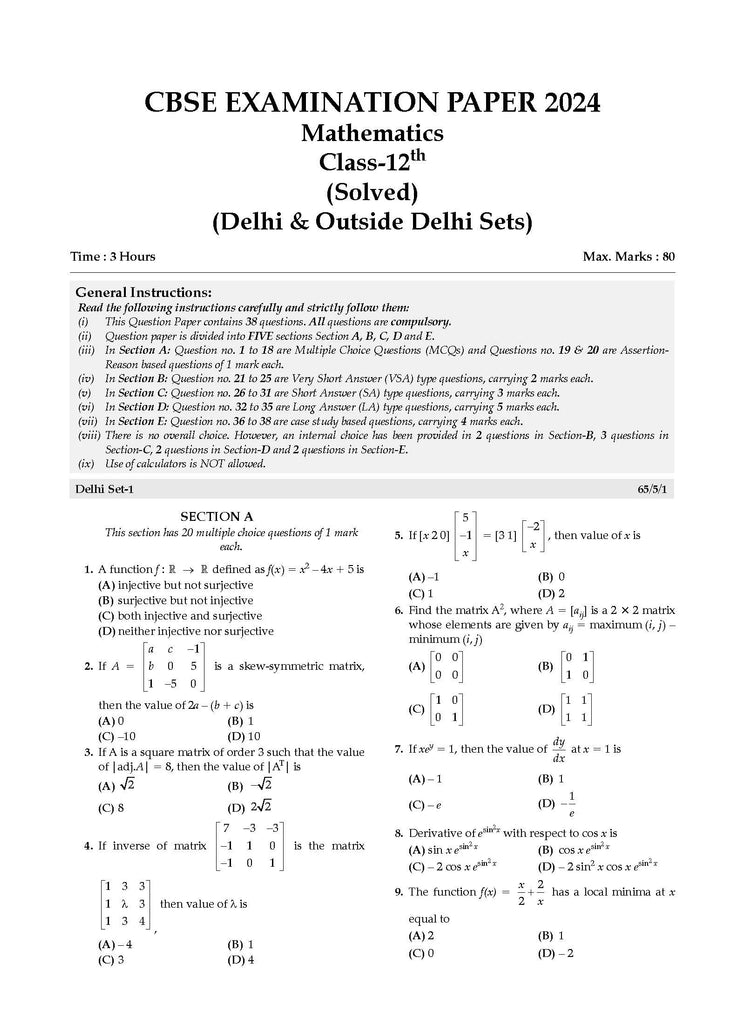 CBSE & NCERT One for All | Class 12 Mathematics For 2025 Board Exam Oswaal Books and Learning Private Limited