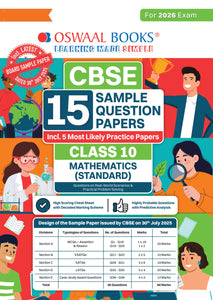 CBSE 15 Sample Question Papers Class 10 Mathematics Standard for 2026 Board Exam (As per CBSE Sample Question Paper issued on 30 July 2025), recommended by 2025 CBSE Toppers with Chapter wise Highly Probable Questions