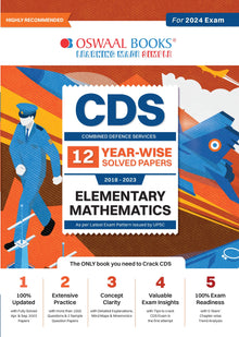 CDS  Previous Years  12 Solved Question Papers Elementary Mathematics (2018-2023) For 2024 Exam Oswaal Books and Learning Private Limited