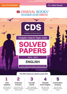 CDS Question Bank | Previous Years Solved Question Papers Chapter-Wise & Topic-Wise English (2014-2023) For 2024 Exam Oswaal Books and Learning Private Limited