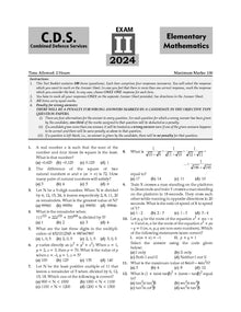 CDS (Combined Defence Services) 14 Solved Papers Year-wise 2018-2024 (II) | Elementary Mathematics | For 2025 Exam Oswaal Books and Learning Private Limited