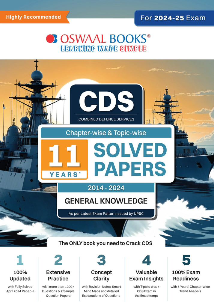 CDS (Combined Defence Services) Chapter-wise & Topic-wise 11 Years' Solved Papers (2014-2024) General Knowledge | For 2024-25 Exam Oswaal Books and Learning Private Limited