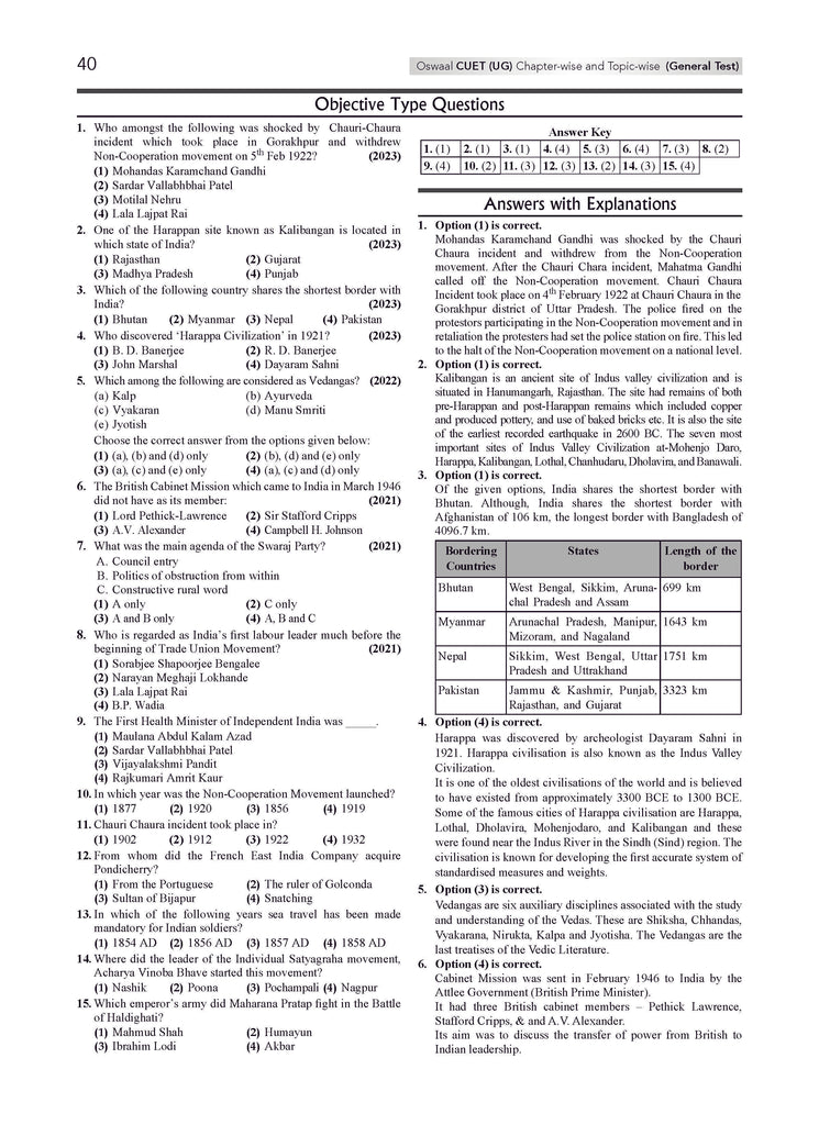 CUET (UG) | COMMON UNIVERSITY ENTRANCE TEST| Chapter-wise Question Bank | Solved Papers (2021 - 2024) | Section 3 (Compulsory) General Test Book For Exam 2025 Oswaal Books and Learning Private Limited