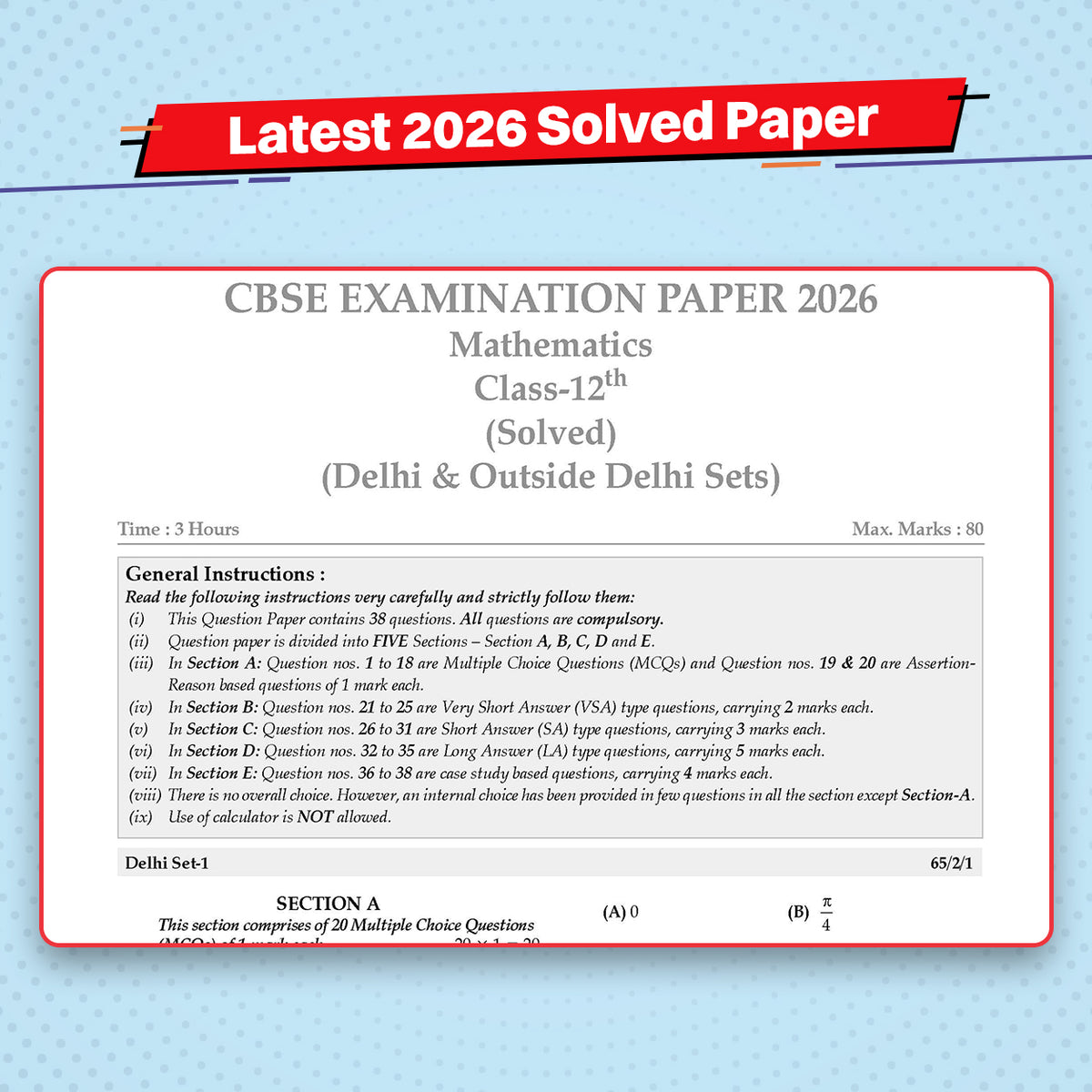 CBSE 10 Previous Years Papers Mathematics Class 12 | Year-wise (2017-2026) | Latest Syllabus April 2026 | NCERT & Competency-Based Questions | For 2027 Exam | Oswaal AI