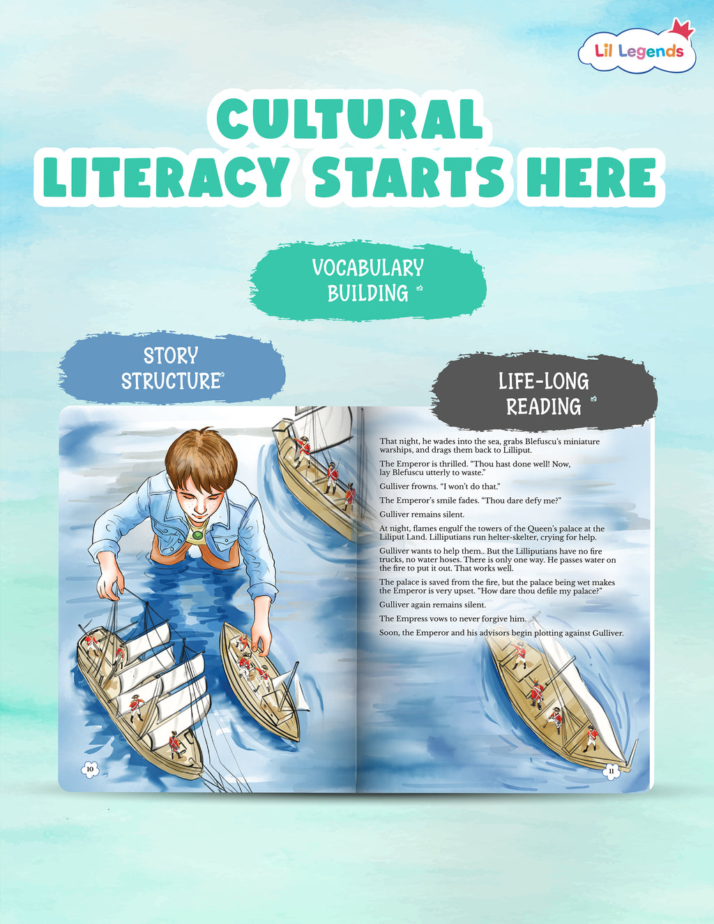 Lil Legends Re-Imagined Classics: Illustrated Classic Story Books for Kids – Pinocchio, Peter Pan, Gulliver’s Travels & Around the World in 80 Days (Set of 4)