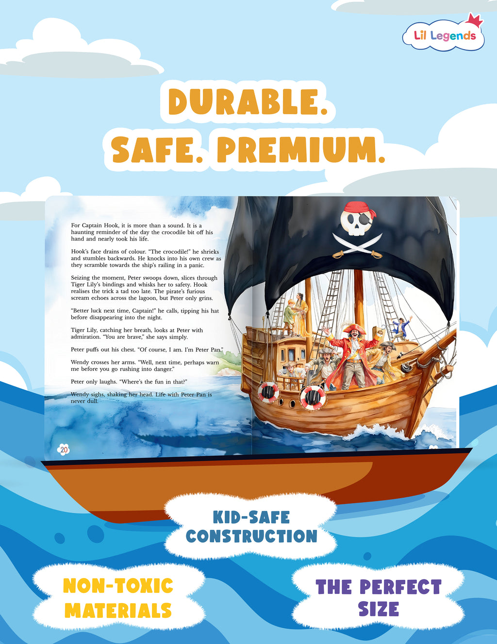 Lil Legends Re-Imagined Classics: Illustrated Classic Story Books for Kids – Pinocchio, Peter Pan, Gulliver’s Travels & Around the World in 80 Days (Set of 4)