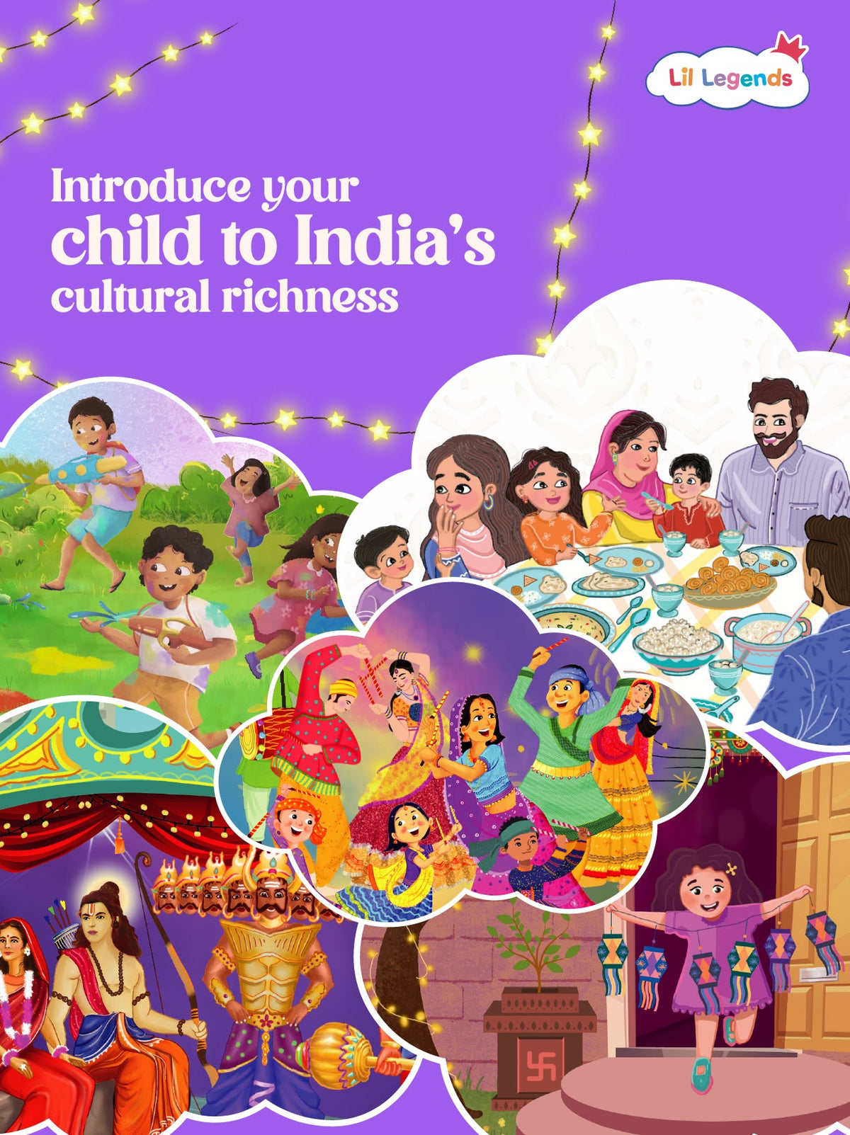 Festival of India Story Book for Kids â€“ Illustrated Short Stories on Holi, Eid, Diwali, and More | Colourful Bedtime Book for Ages 3â€“7 | Learn Indian Culture Through Stories - Oswaal Books