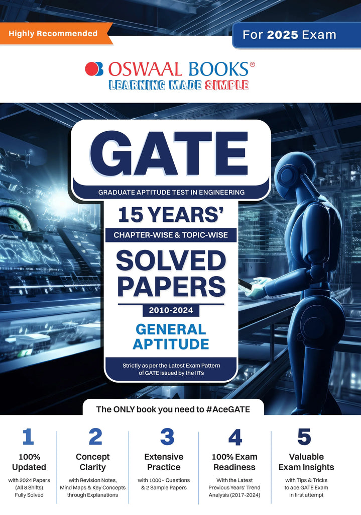 GATE Chapter-wise Topic-wise 15 Years' Solved Papers 2010 to 2024 | General Aptitude For 2025 Exam Oswaal Books and Learning Private Limited