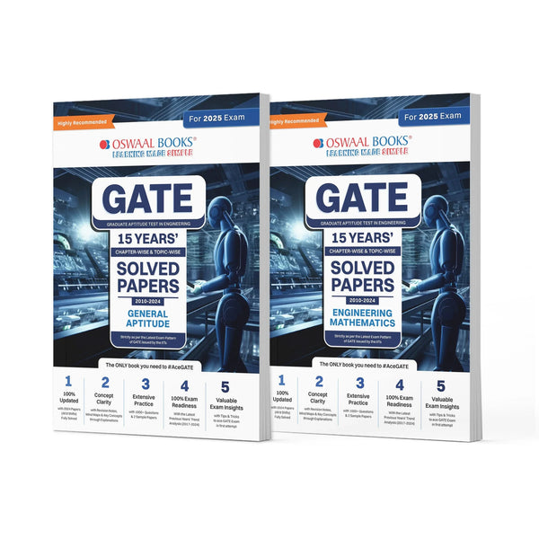 GATE 15 Years' Chapter-wise & Topic-wise Solved Papers 2010 to 2024 (Set of 2 Books) | General Aptitude & Engineering Mathematics | For 2025 Exam