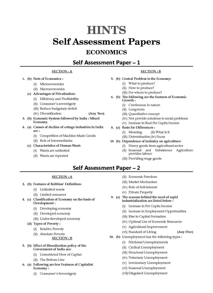 ICSE 10 Sample Question Papers Class 9 Economics For Board Exam 2024 (Based On The Latest CISCE/Oswaal ICSE Specimen Paper)