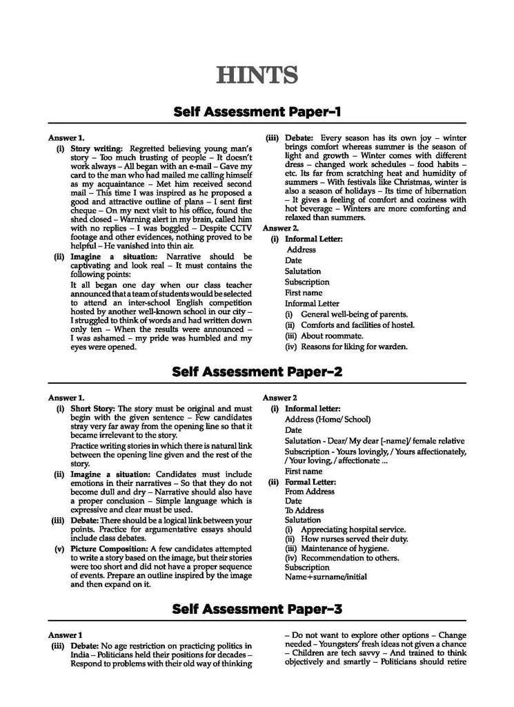 ICSE 10 Sample Question Papers Class 9 English Paper - 1 | For 2024 Exams
