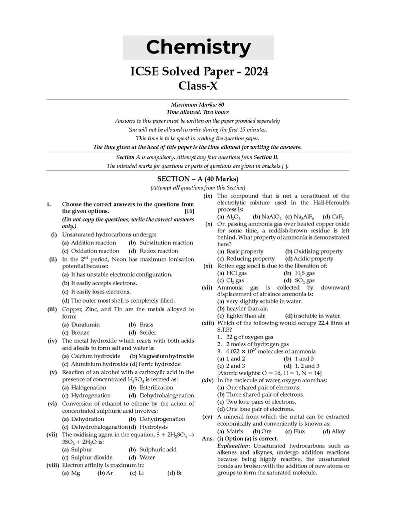 ICSE 10 Previous Years' Solved Papers Class 10 |(18 Subjects including Hindi & Bengali) (2025 Exams) Oswaal Books and Learning Private Limited