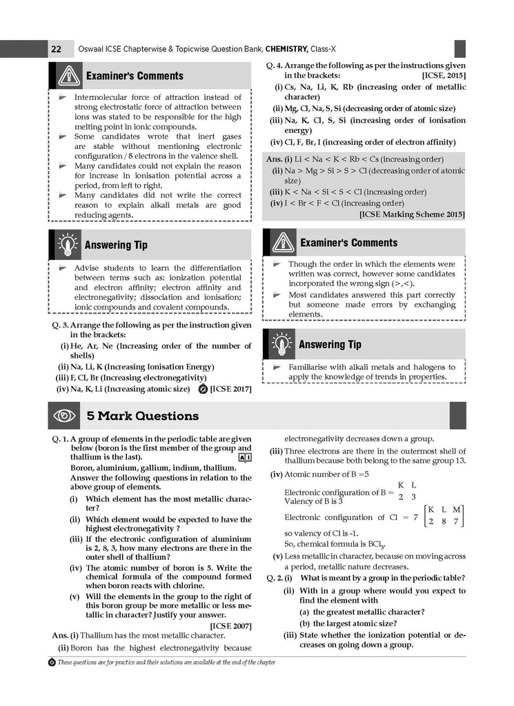 ICSE Question Bank Class 10 Chemistry Book (2024 Exam) 