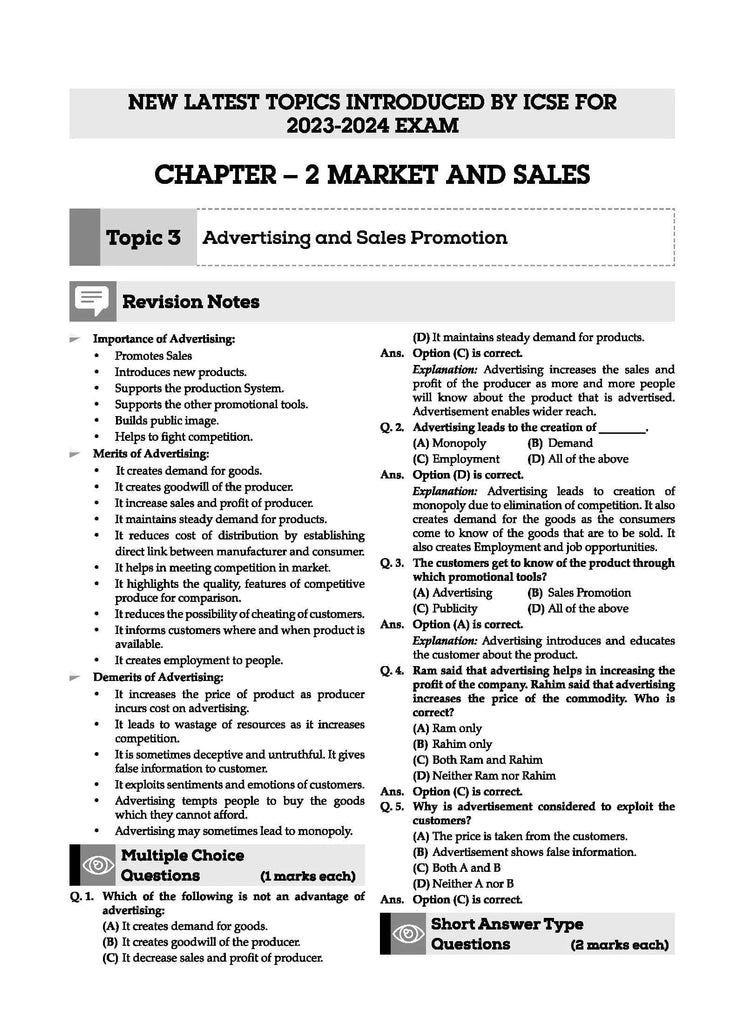 ICSE Question Bank Class 10 Commercial Studies Book (2024 Exam) 