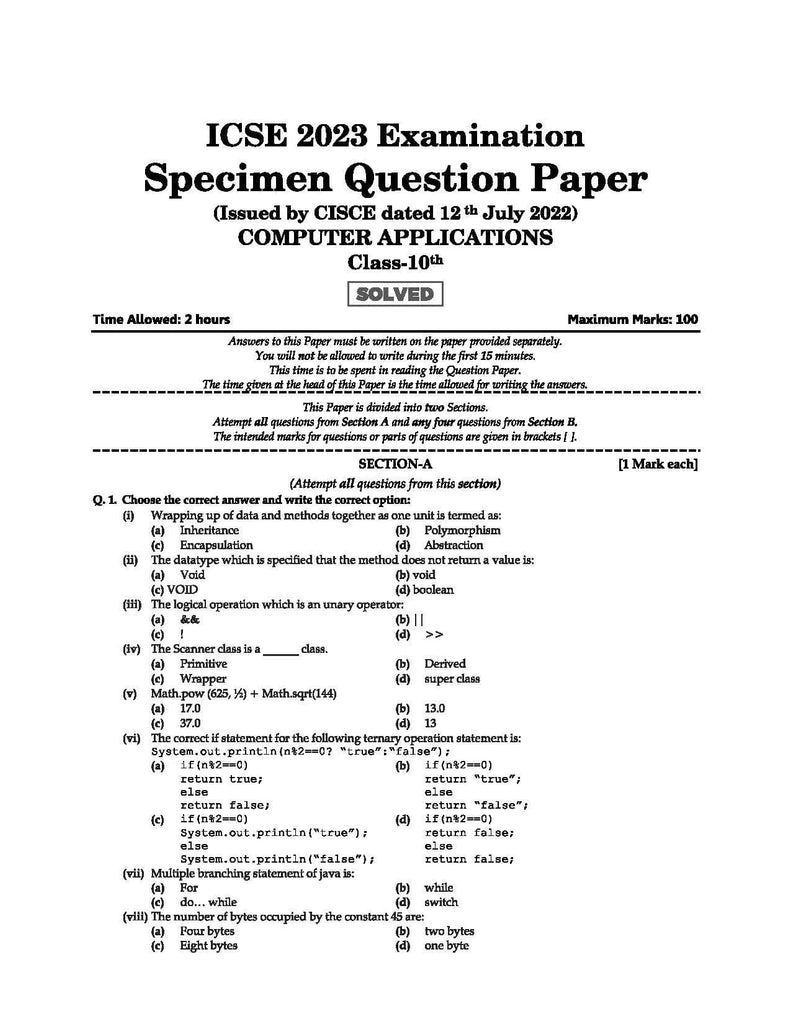 ICSE Question Bank Class 10 Computer Applications Book (2024 Exam) 