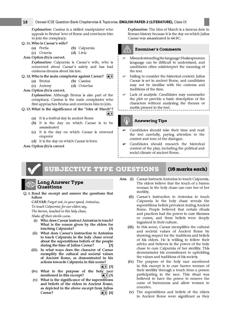 ICSE Question Bank Class 9 English Paper-2 | Chapterwise | Topicwise  | Solved Papers  | For 2025 Exams Oswaal Books and Learning Private Limited