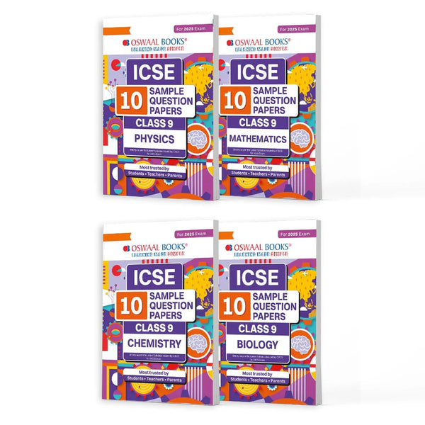 ICSE 10 Sample Question Papers Class 9 Physics, Chemistry, Biology & Maths (Set of 4 Books) For 2025 Exam (Based On The Latest CISCE/ICSE Specimen Paper)