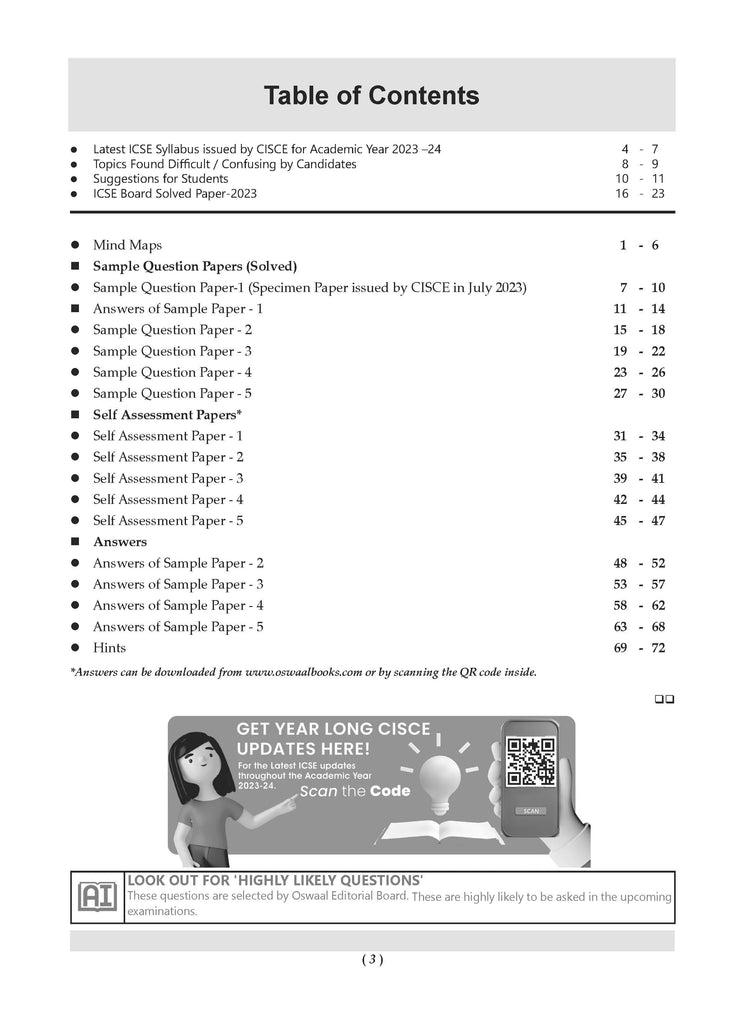 ICSE 10 Sample Question Papers Class 10 English-1 For Board Exam 2024 (Based On The Latest CISCE/ICSE Specimen Paper) Oswaal Books and Learning Private Limited