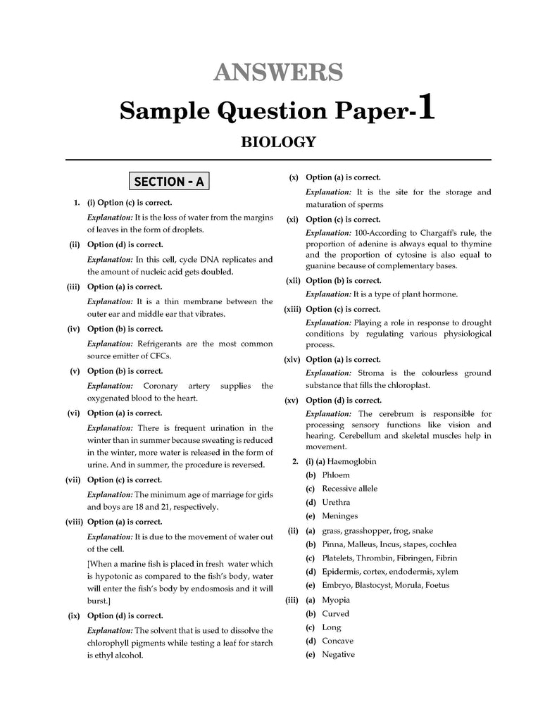 ICSE 10 Sample Question Papers Class 10 Biology For Board Exam 2024 (Based On The Latest CISCE/ICSE Specimen Paper) - Oswaal Books and Learning Pvt Ltd