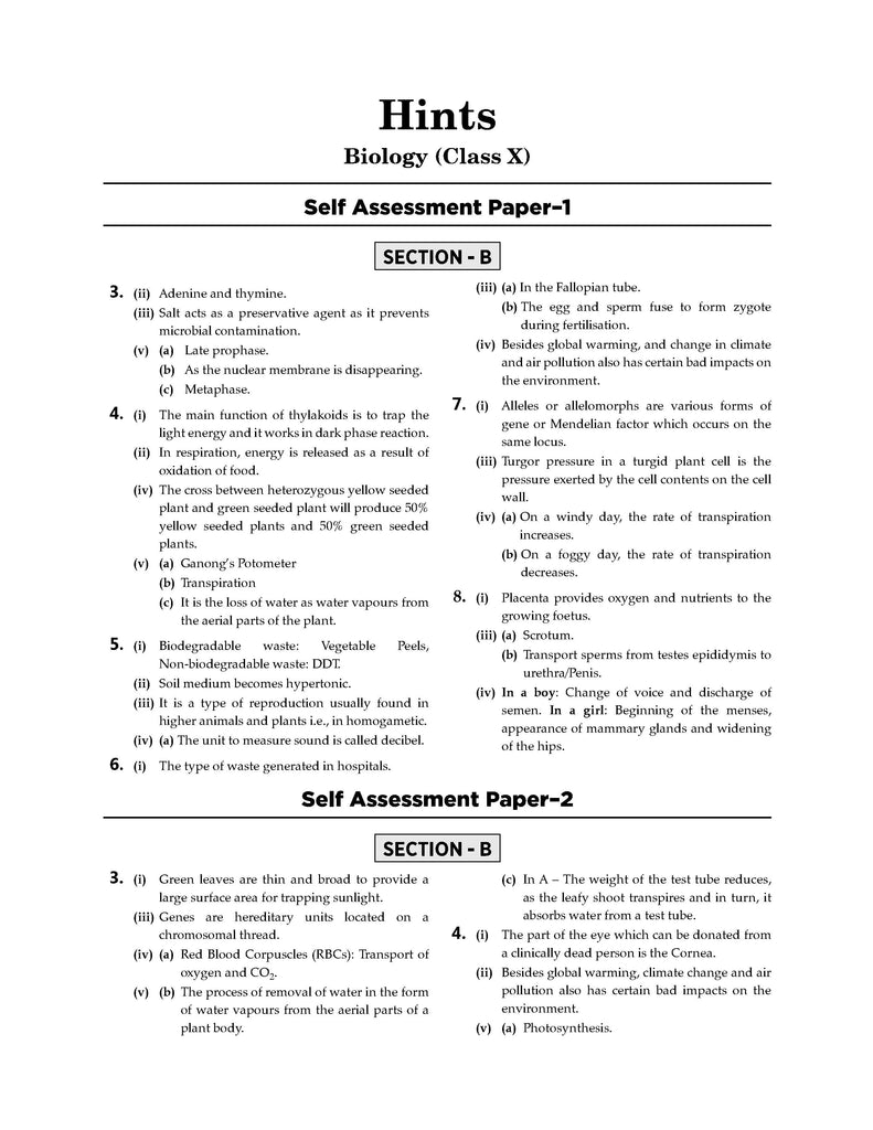 ICSE 10 Sample Question Papers Class 10 Biology For Board Exam 2024 (Based On The Latest CISCE/ICSE Specimen Paper) - Oswaal Books and Learning Pvt Ltd