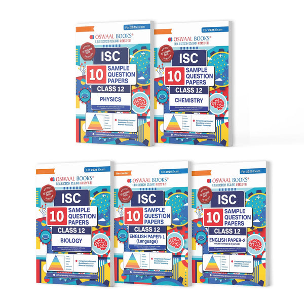 ISC 10 Sample Question Papers Class 12 (Set of 5 Books) Physics, Chemistry, Biology, English Paper 1 & 2 For 2025 Board Exam (Based On The Latest CISCE/ICSE Specimen Paper)