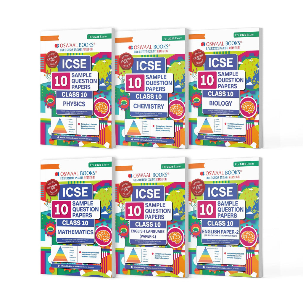 ICSE 10 Sample Question Papers Class 10 (Set of 6 Books) Physics, Chemistry, Biology, Maths, English Paper 1 & 2 For 2025 Board Exam (Based On The Latest CISCE/ICSE Specimen Paper) Oswaal Books and Learning Private Limited