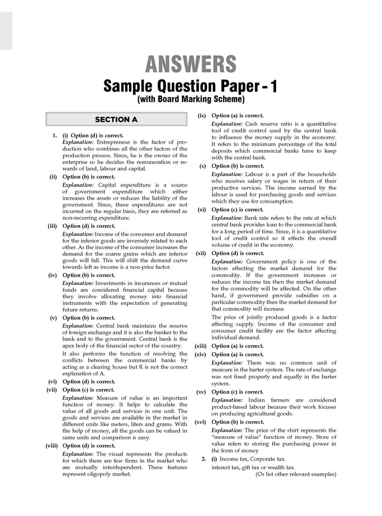 ICSE | 10 Sample Question Papers | Class 10 | Economics (For 2025 Exam) Oswaal Books and Learning Private Limited