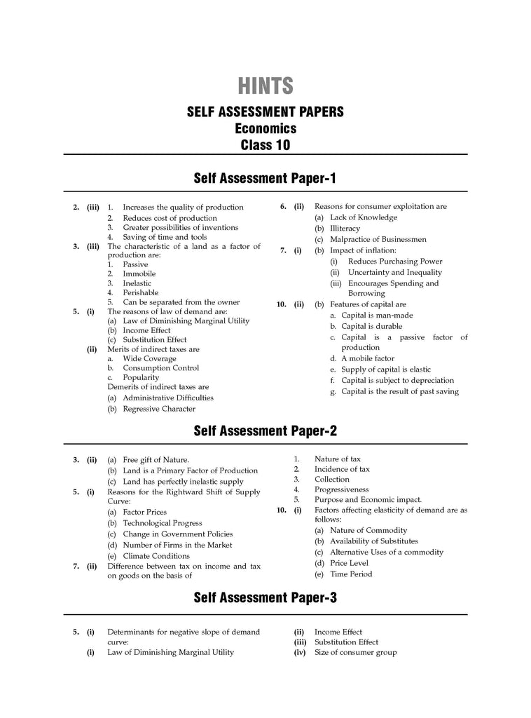 ICSE | 10 Sample Question Papers | Class 10 | Economics (For 2025 Exam) Oswaal Books and Learning Private Limited