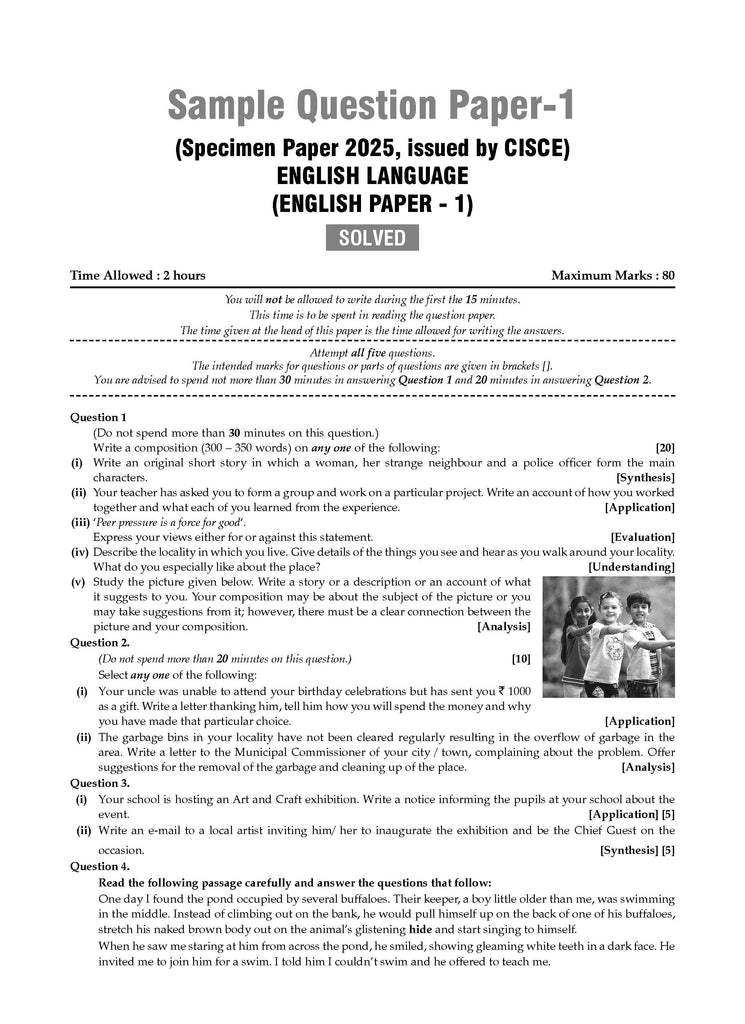 ICSE | 10 Sample Question Papers | Class 10 | English-1 (For 2025 Exam) Oswaal Books and Learning Private Limited