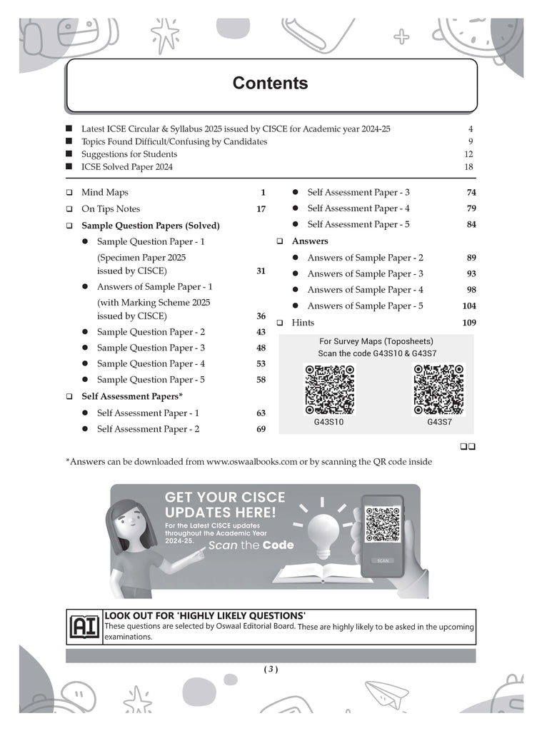 ICSE | 10 Sample Question Papers | Class 10 | Geography (For 2025 Exam) Oswaal Books