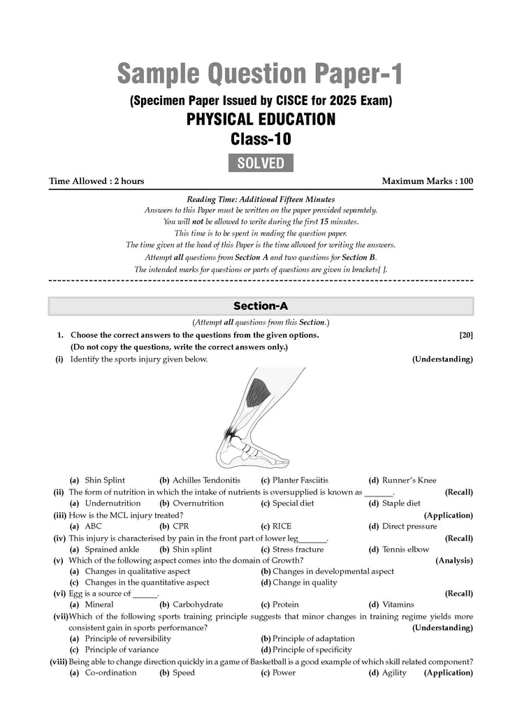 ICSE | 10 Sample Question Papers | Class 10 | Physical Education (For 2025 Exam) Oswaal Books and Learning Private Limited