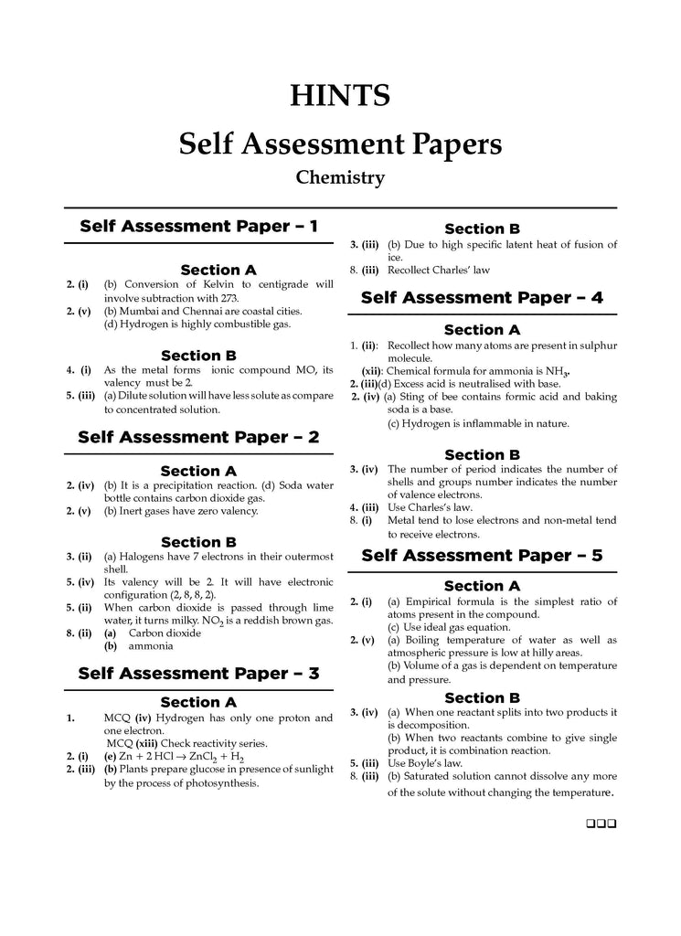 ICSE | 10 Sample Question Papers | Class 9 | Chemistry (For 2025 Exam) Oswaal Books and Learning Private Limited