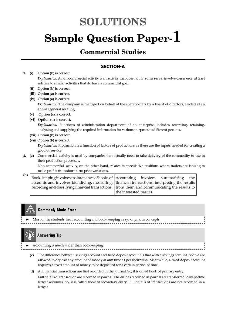 ICSE | 10 Sample Question Papers | Class 9 | Commercial Studies (For 2025 Exam) Oswaal Books and Learning Private Limited