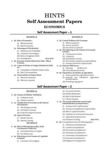 ICSE | 10 Sample Question Papers | Class 9 | Economics (For 2025 Exam) - Oswaal Books