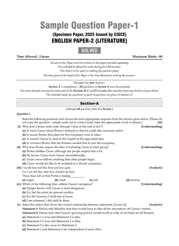 ICSE | 10 Sample Question Papers | Class 9 | English-2 (For 2025 Exam) Oswaal Books and Learning Private Limited