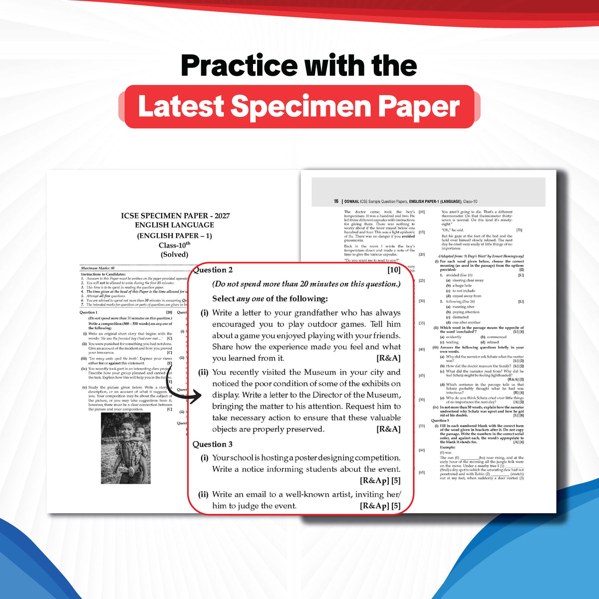 ICSE | 10 Sample Question Papers | Class 10 | English Paper-1 (Language) (For 2027 Exam) | Includes – Board Paper 2026 & Specimen 2027 | With On Tips Notes, Mind Maps & Oswaal AI