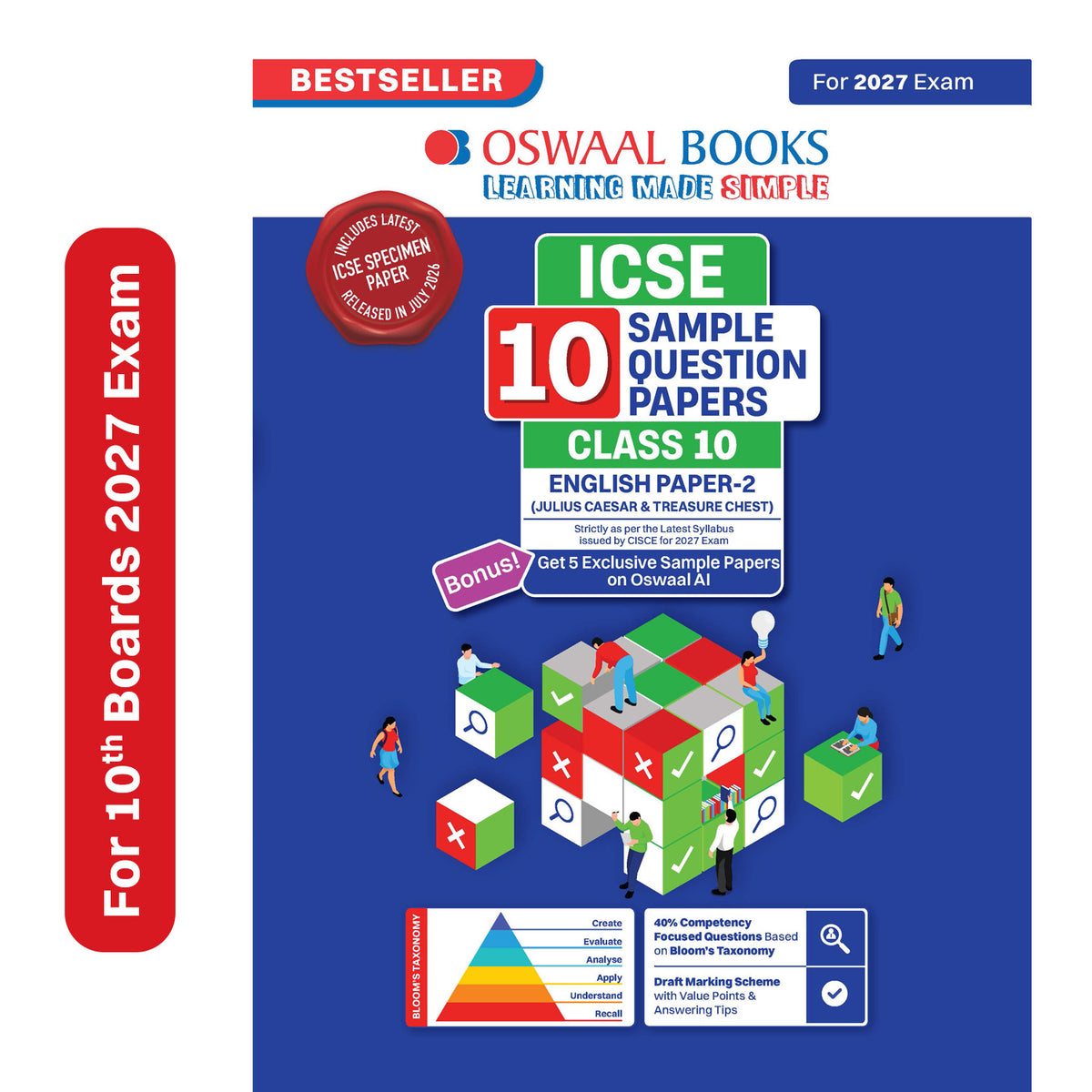 Oswaal ICSE | 10 Sample Question Papers | Class 10 | English Paper-2 (Literature) (For 2027 Exam) | Includes – Board Paper 2026 & Specimen 2027 | With On Tips Notes, Mind Maps & Oswaal AI