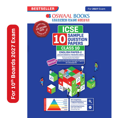 Oswaal ICSE | 10 Sample Question Papers | Class 10 | English Paper-2 (Literature) (For 2027 Exam) | Includes – Board Paper 2026 & Specimen 2027 | With On Tips Notes, Mind Maps & Oswaal AI