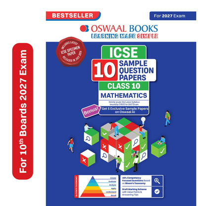 Oswaal ICSE | 10 Sample Question Papers | Class 10 | Mathematics (For 2027 Exam) | Includes – Board Paper 2026 & Specimen 2027 | With On Tips Notes, Mind Maps & Oswaal AI