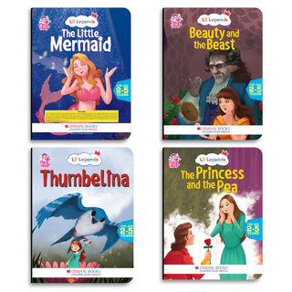 Lil Legends Fairy Tales Favourites Set of 4 Story Books for Kids Age 2-5 Years - Beauty and the Beast, Little Mermaid, The Princess and the Pea and Thumbelina | Illustrated Bedtime Stories