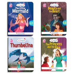 Lil Legends Fairy Tales Favourites Set of 4 Story Books for Kids Age 2-5 Years - Beauty and the Beast, Little Mermaid, The Princess and the Pea and Thumbelina | Illustrated Bedtime Stories