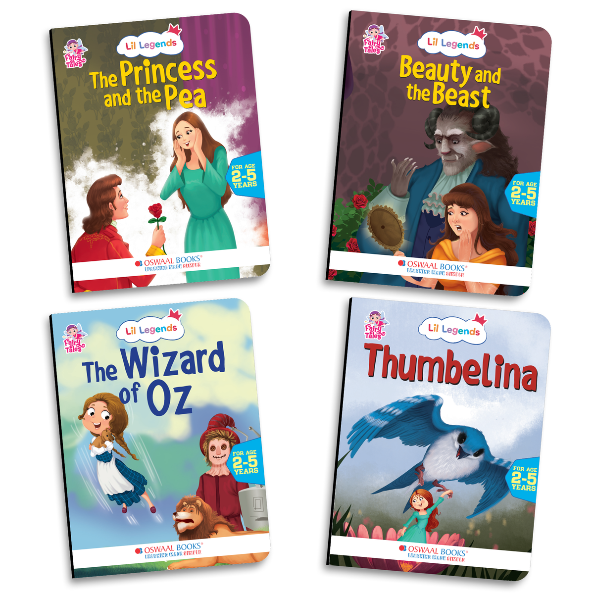 Oswaal Lil Legends Fairy Tales for Kids | Set of 5 Books | Thumbelina, Wizard of Oz, The Princess and the Pea, Sleeping Beauty, Beauty and the Beast | Bed Time Story Books | Age 2 - 5 Years
