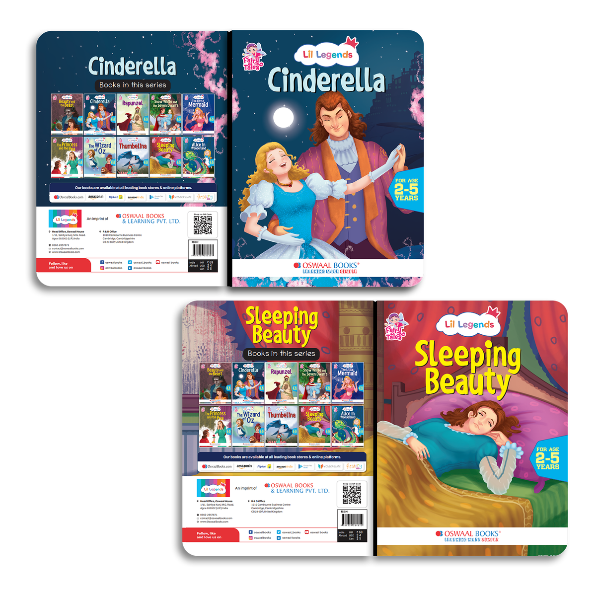 Lil Legends Fairy Tales Princess Classics Set of 4 Story Books for Kids Age 2-5 Years - Cinderella, Snow White and the Seven Dwarfs, Sleeping Beauty and Rapunzel | Illustrated Bedtime Stories