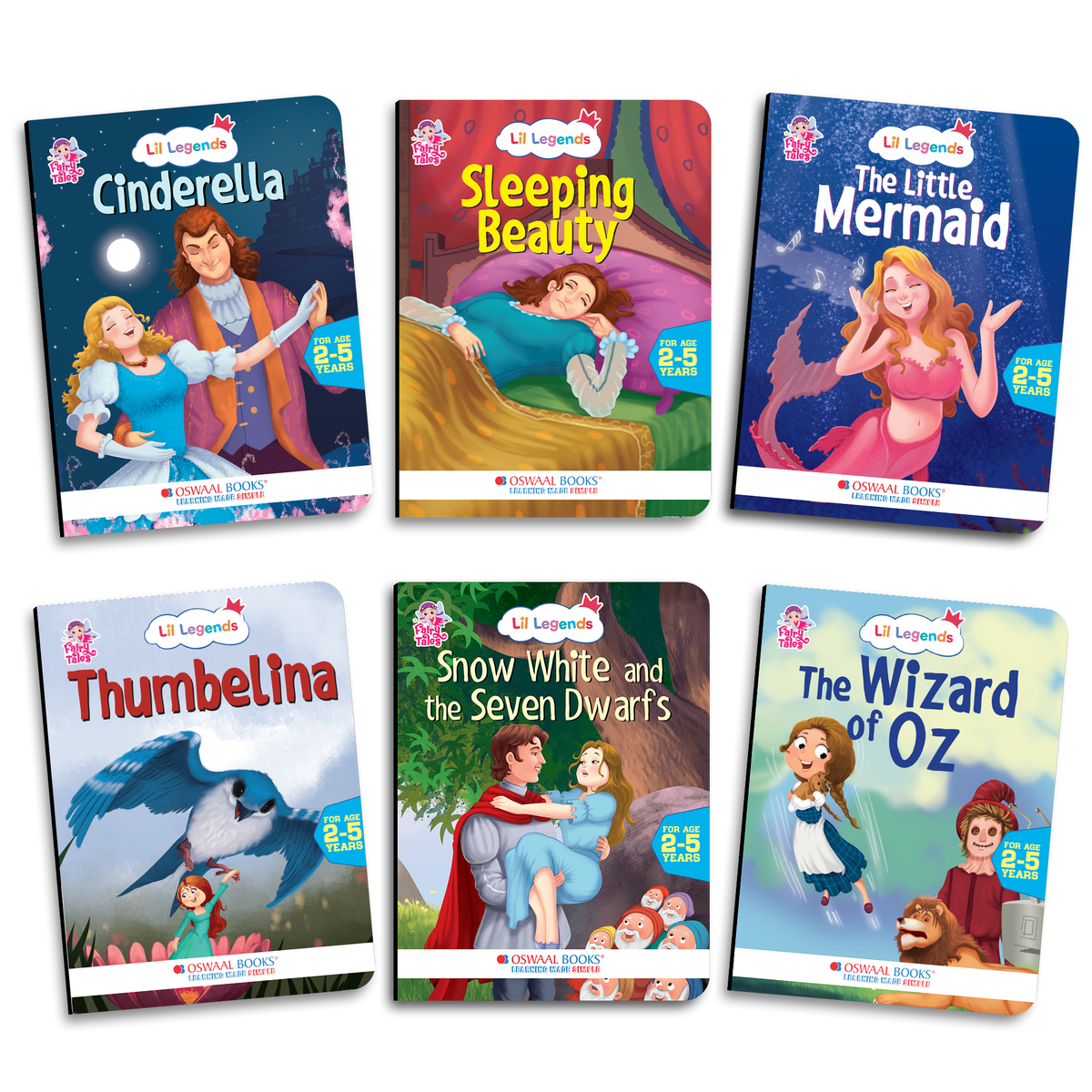Lil Legends Fairy Tales for Kids | Set of 10 Books | Little Mermaid, Snow White, Rapunzel, Cinderella, Alice, Thumbelina, Wizard of Oz, Thumblina, Princess & the Pea & more | Age 2-5 Years